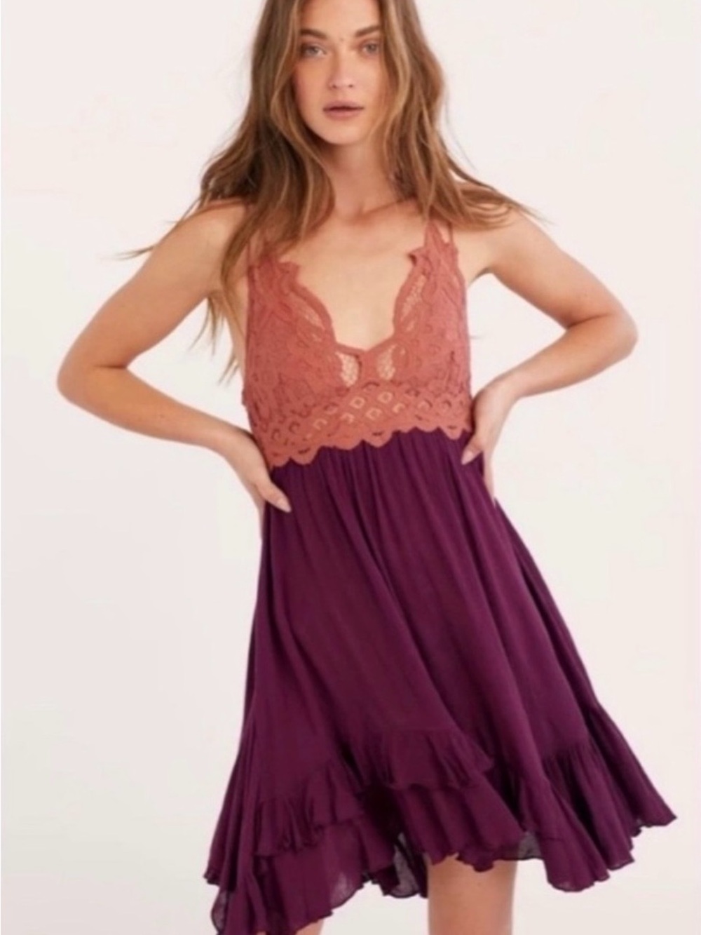Free People adella dress Copper Combo XL NWT